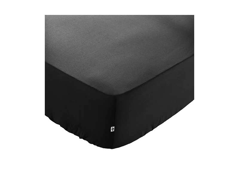 Drap housse 140 x 190 x 30 cm en coton noir - JULIETA