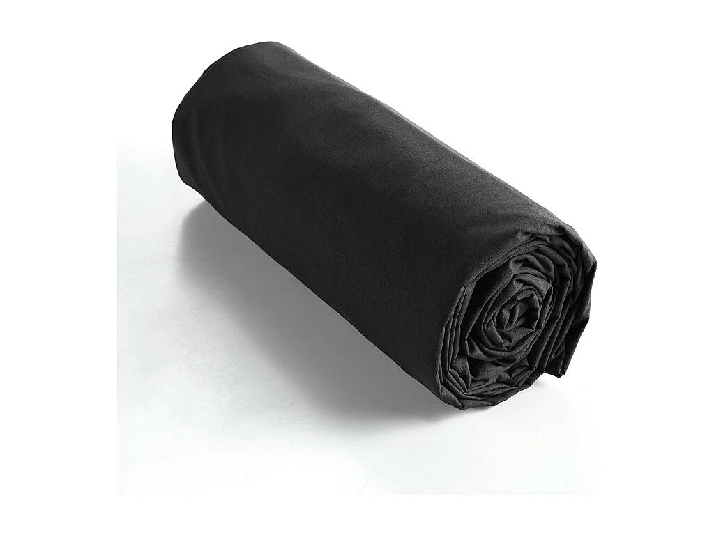 Drap housse 160 x 200 x 30 cm en coton noir - JULIETA
