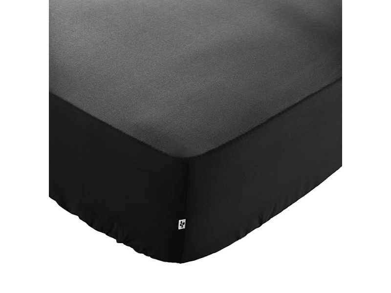Drap housse 90 x 190 x 30 cm en coton noir - JULIETA