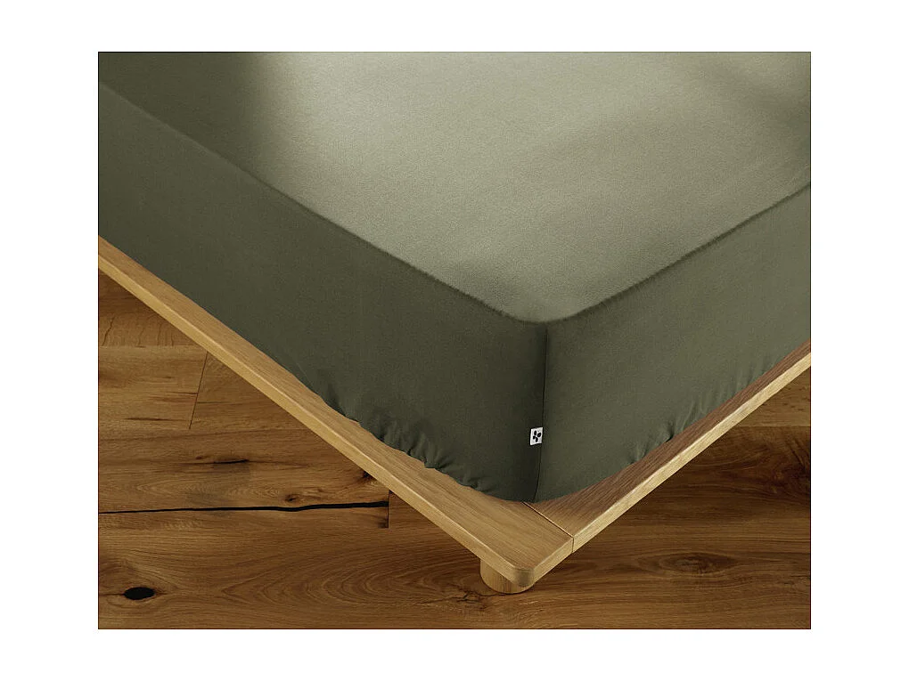 Drap housse 140 x 190 x 30 cm en coton vert - JULIETA