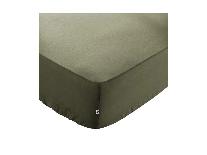Drap housse 140 x 190 x 30 cm en coton vert - JULIETA