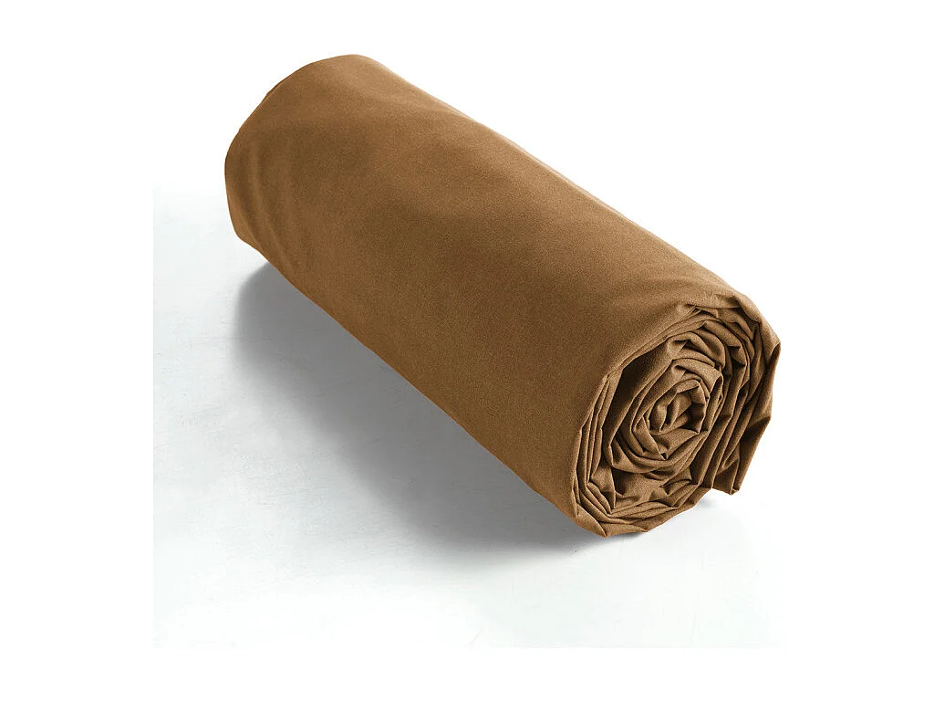 Drap housse 90 x 190 x 30 cm en coton camel - JULIETA