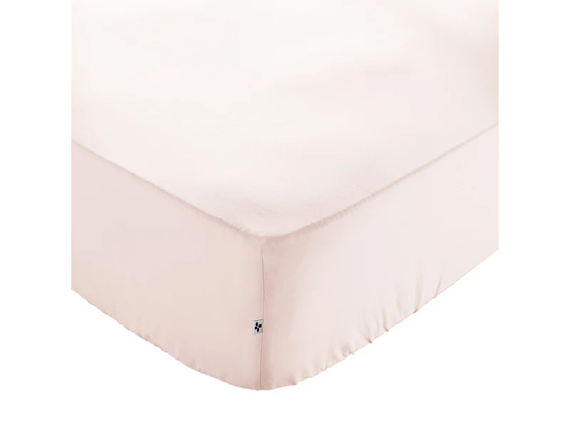 Drap housse 180 x 200 x 30 cm en coton rose - JULIETA
