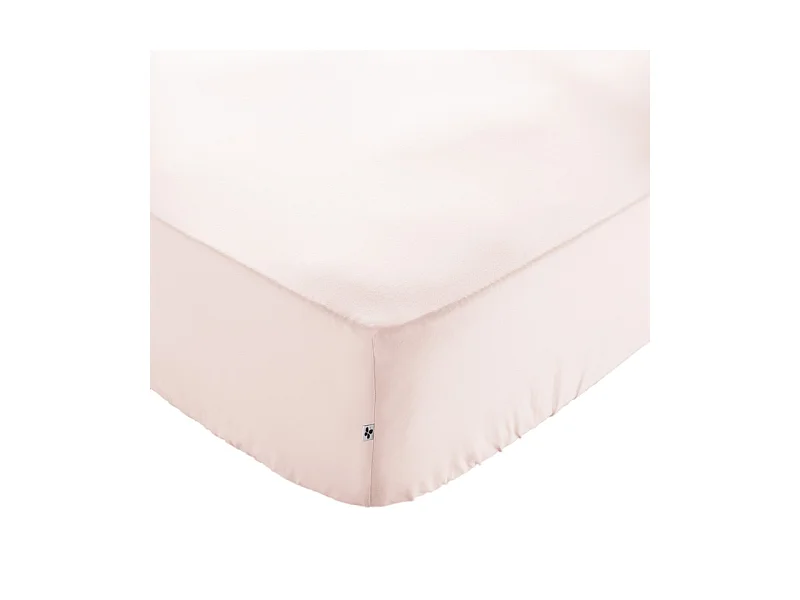 Drap housse 180 x 200 x 30 cm en coton rose - JULIETA