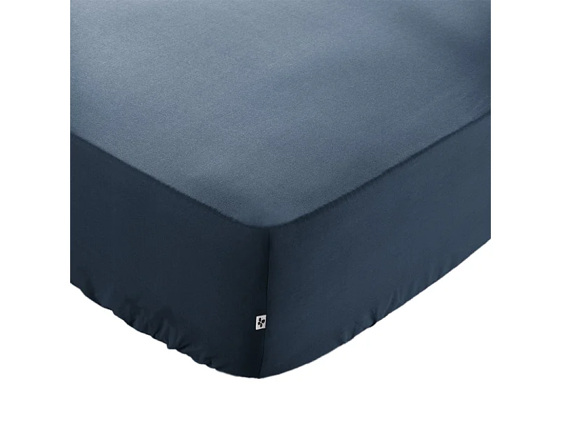 Drap housse 90 x 190 x 30 cm en coton bleu - JULIETA