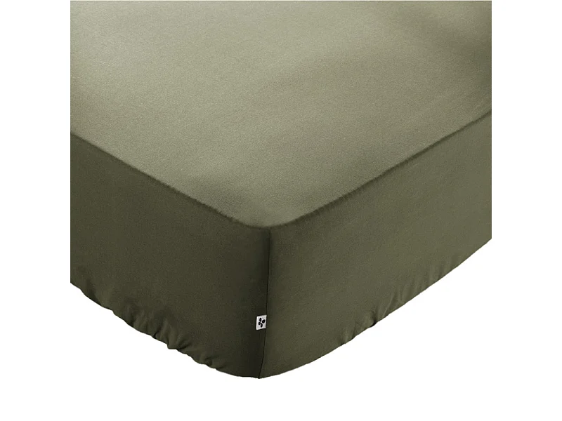 Drap housse 160 x 200 x 30 cm en coton vert - JULIETA