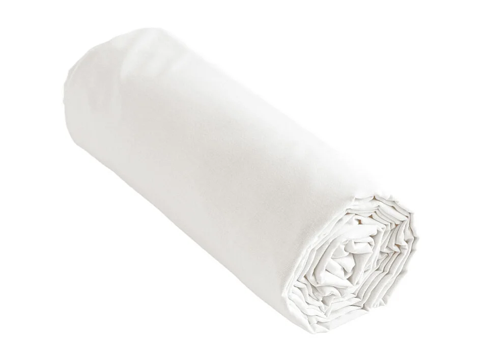 Drap housse 180 x 200 x 30 cm en coton blanc - JULIETA