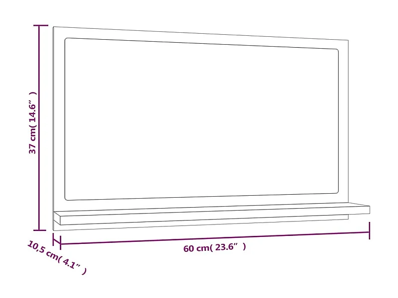 Miroir de bain 60 bois marron 60 x 10.5 x 37 cm 02_0006894