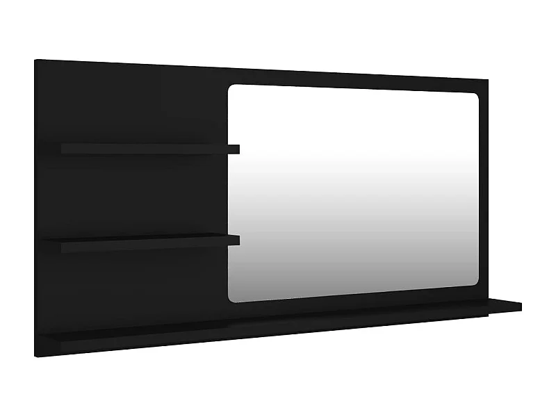 Specchio da bagno 3 ripiani 90 x 10,5 x 45 cm truciolato nero 02_0006954