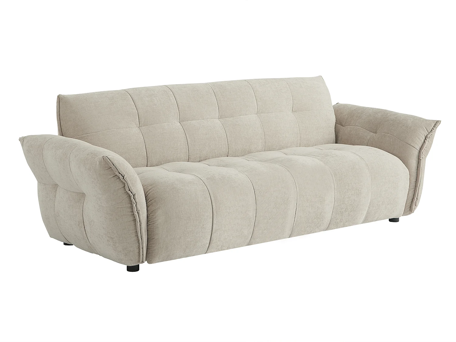 3-sits soffa, 2-sits soffa och fåtölj i melerat beige tyg NAPIZO