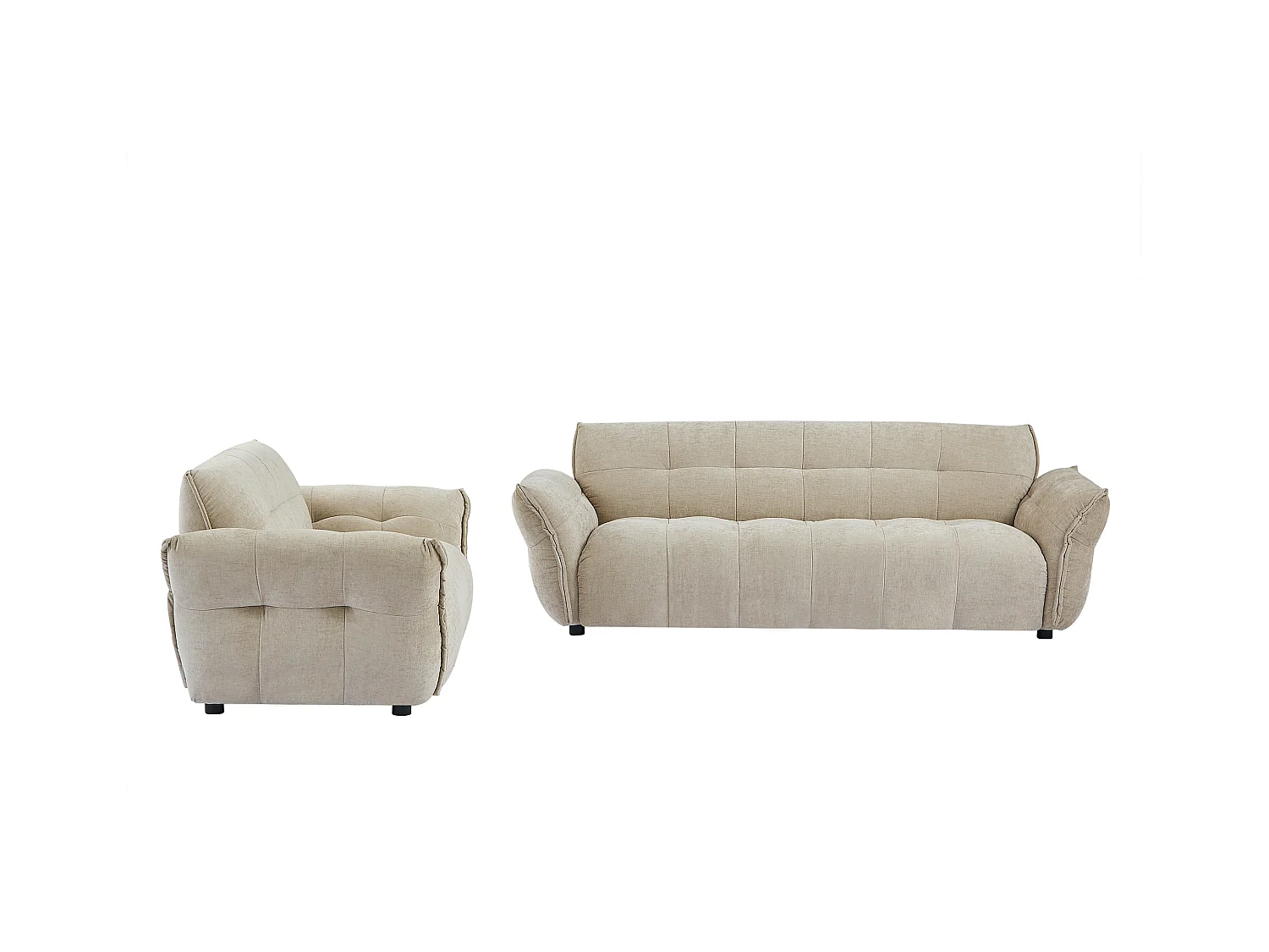 Sofá de 3 y 2 plazas de tela jaspeado beige NAPIZO