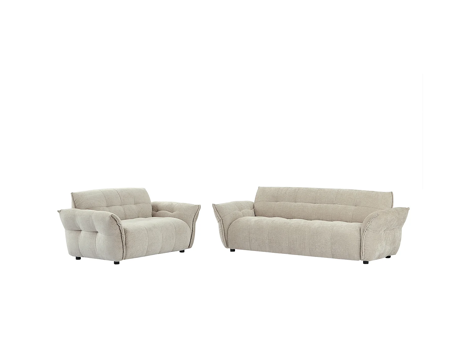 Sofá de 3 y 2 plazas de tela jaspeado beige NAPIZO