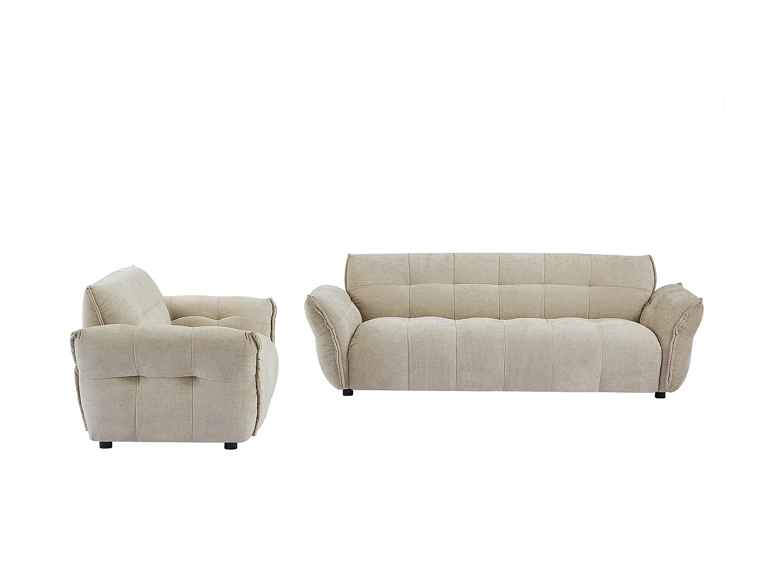 Canapé 3 places et 2 places en tissu chiné beige NAPIZO