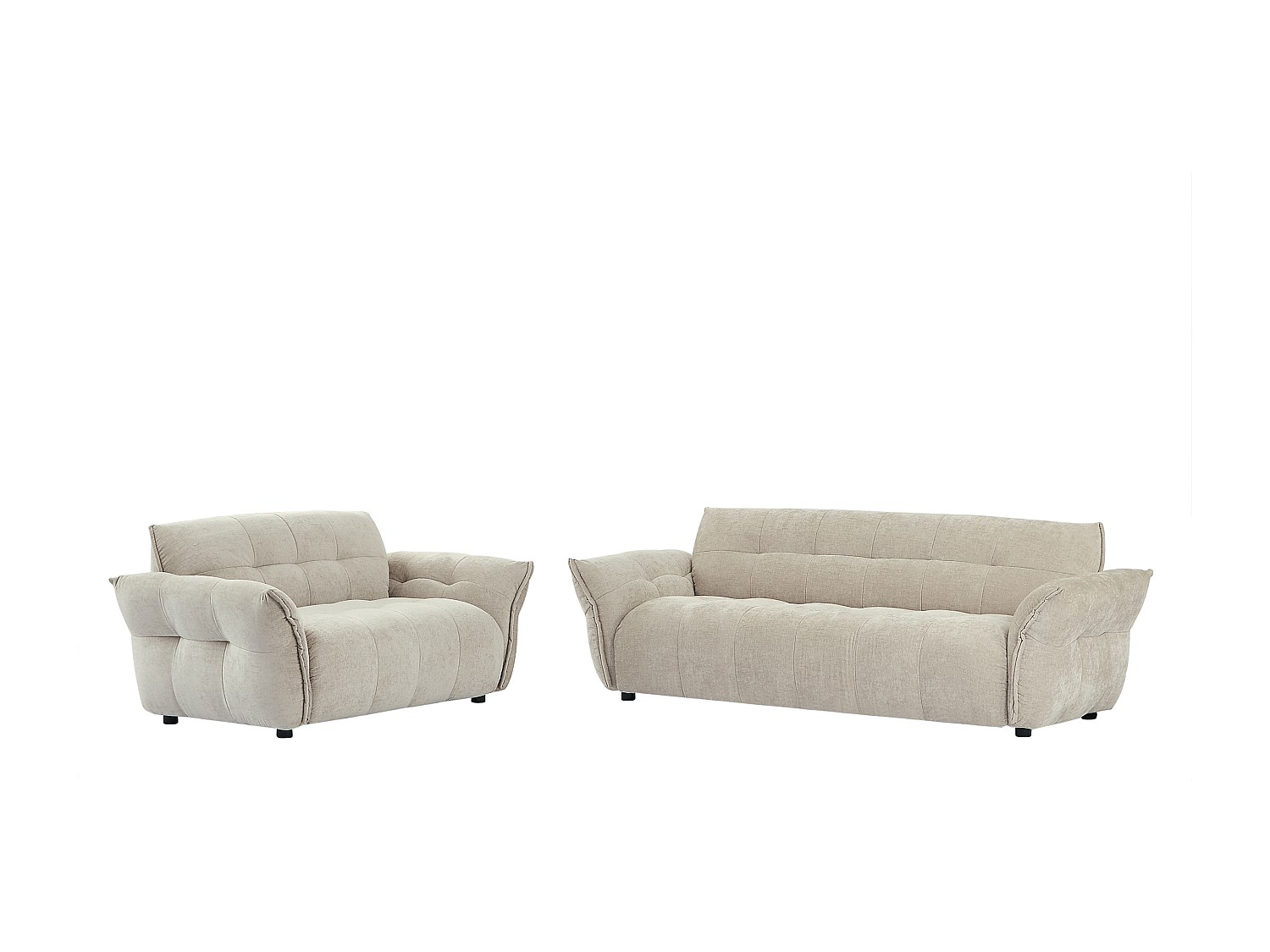 Sofa 3-Sitzer & 2-Sitzer - melierter Stoff - Beige - NAPIZO günstig online kaufen