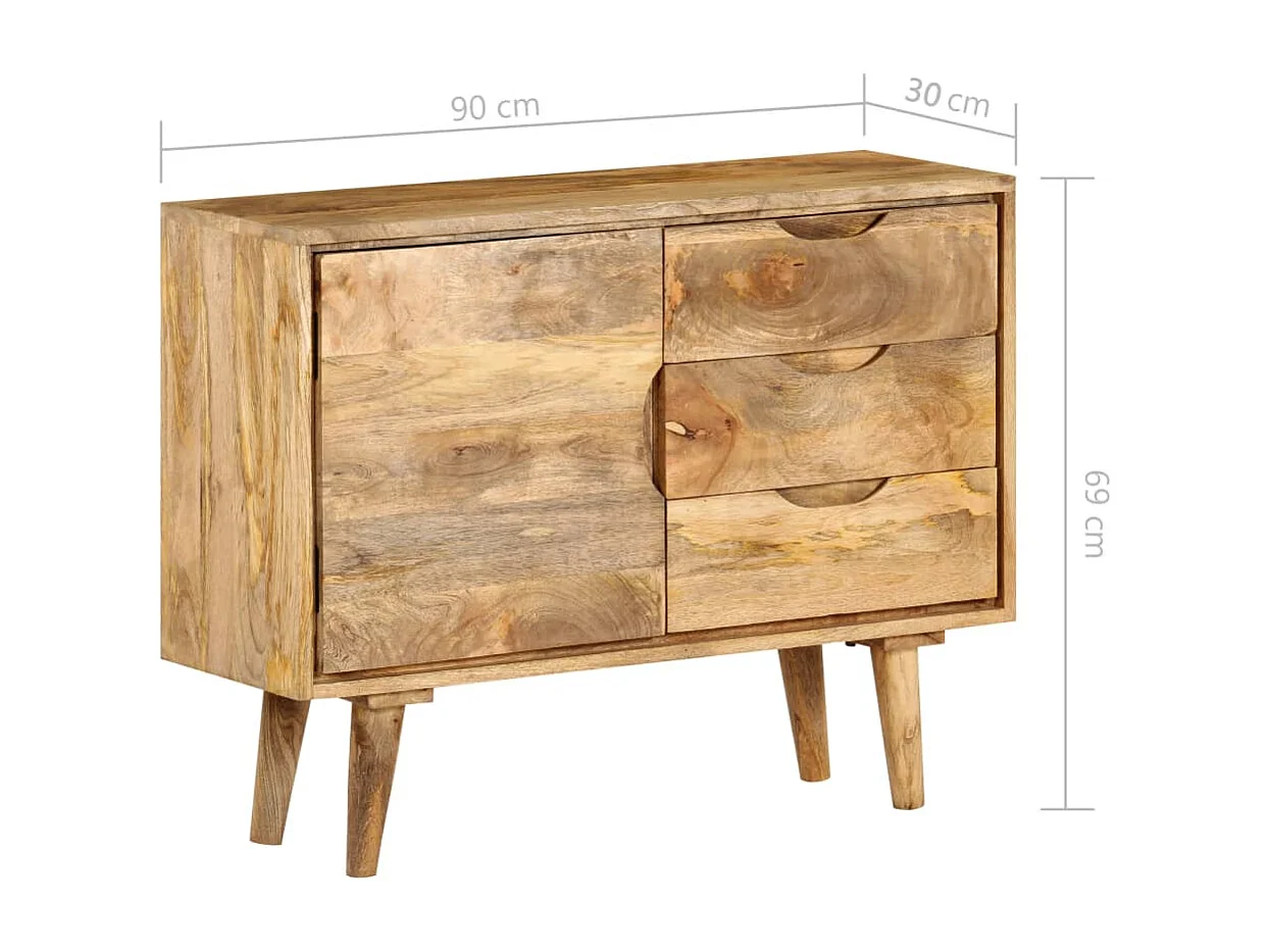 Credenza in Legno Massello di Mango 90x30x69 cm
