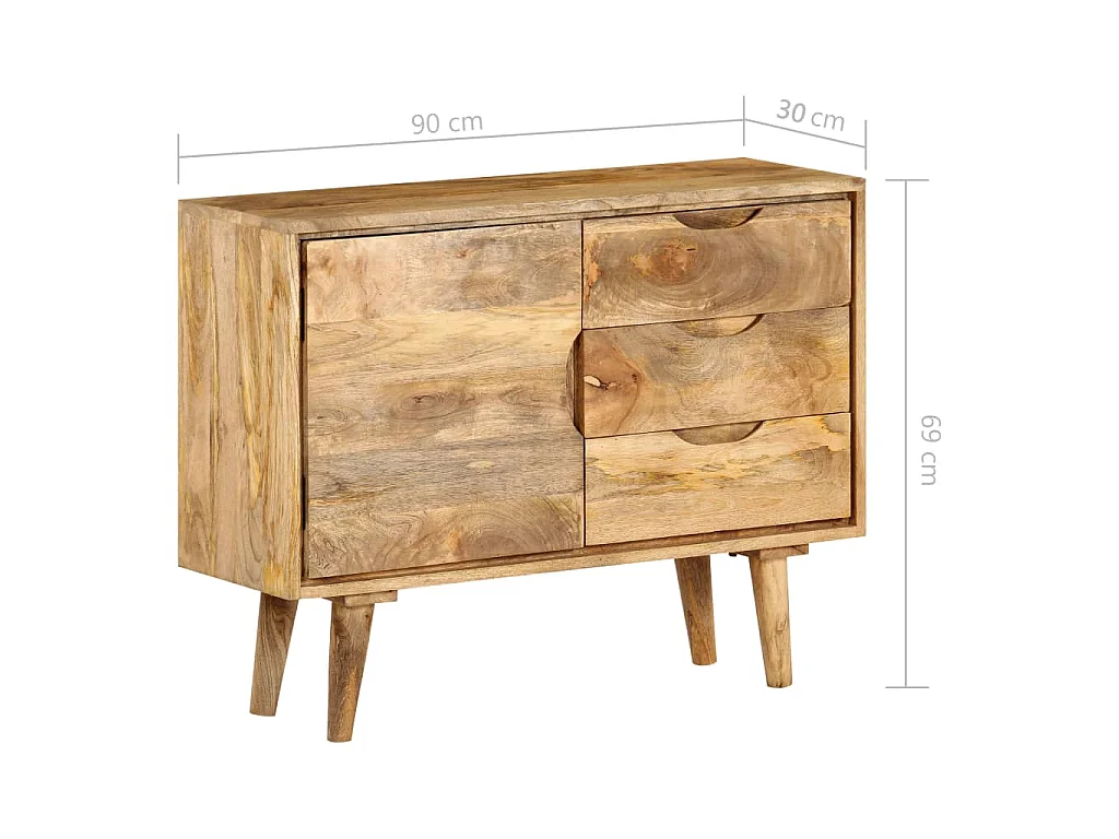 Aparador de madera maciza de mango 90x30x69 cm