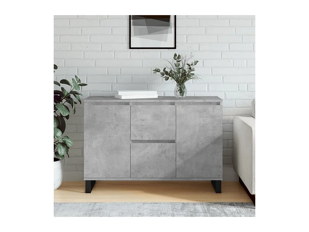 Buffet gris béton 101,5x35x70 cm bois d'ingénierie