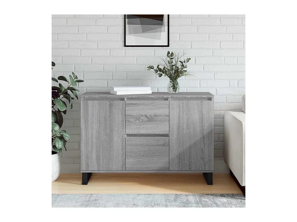 Credenza Grigio Sonoma 101,5x35x70 cm in Legno Multistrato