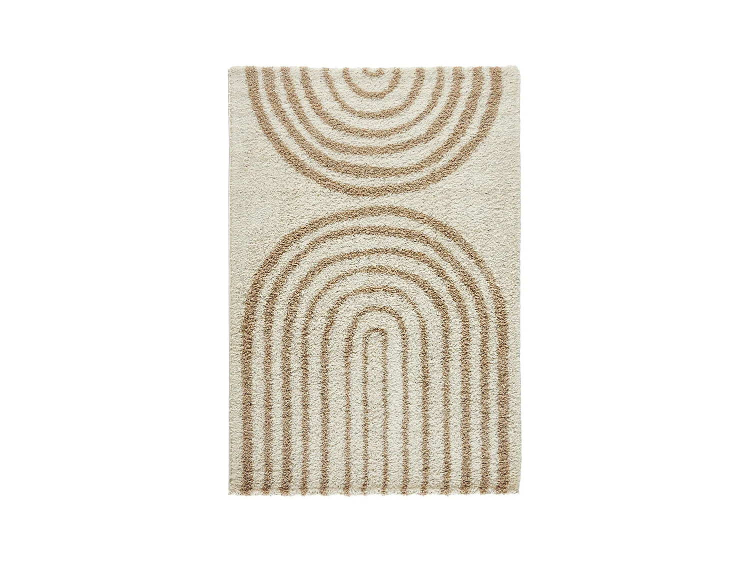Tapis intérieur shaggy CHRIS. motifs géométriques arc-en-ciel. beige. poils longs. 160 x 230 cm
