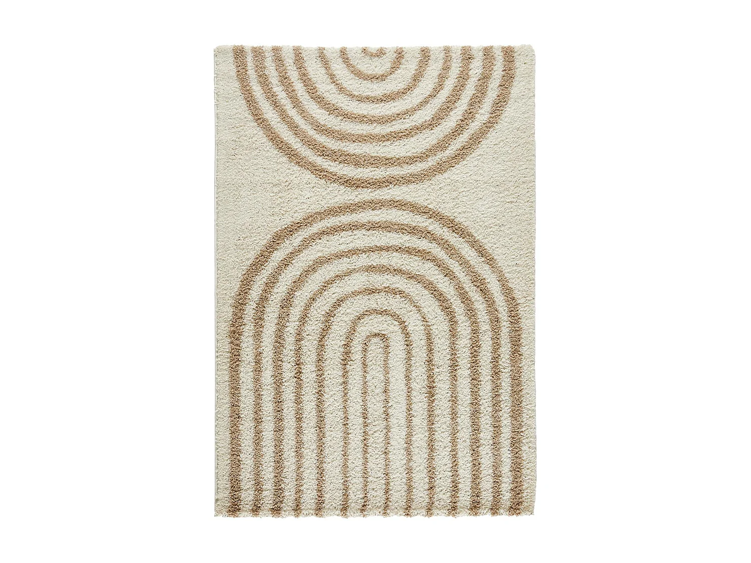 Alfombra interior shaggy con diseños geométricos arco iris beige beige