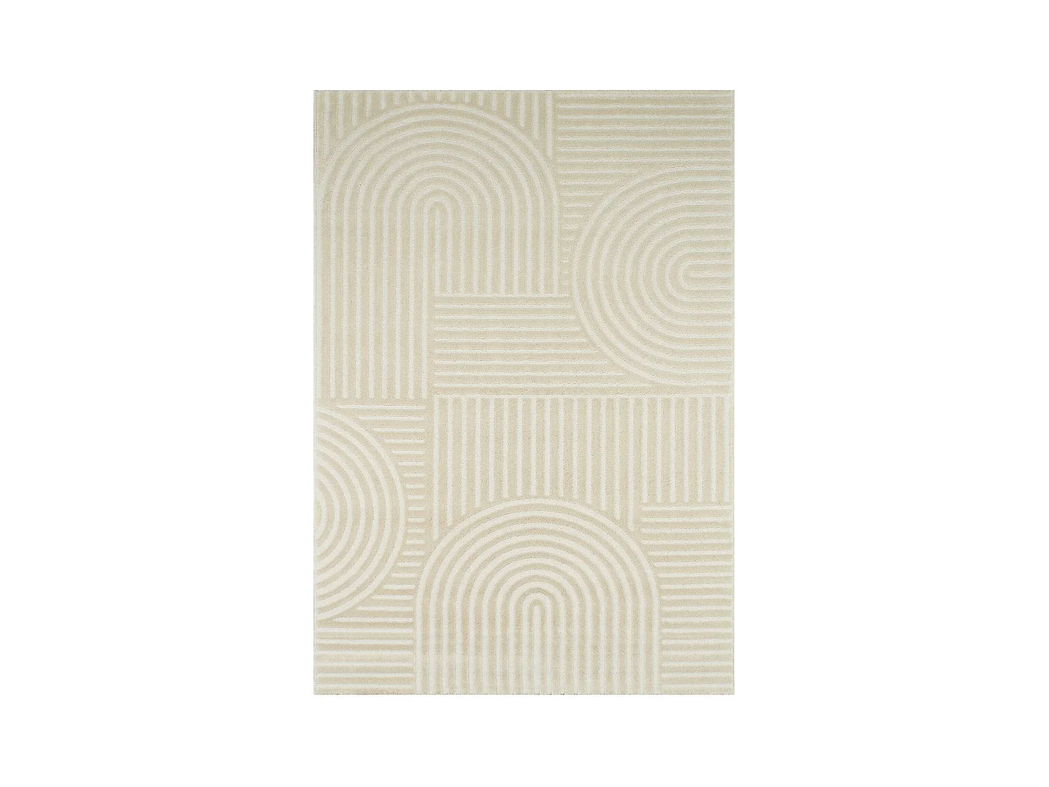 Tapis intérieur JENNY motif graphique arches. poils ras. crème. 200 x 290 cm