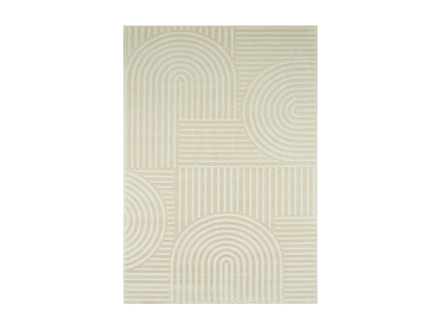 Tapis intérieur JENNY motif graphique arches. poils ras. crème. 160 x 230 cm