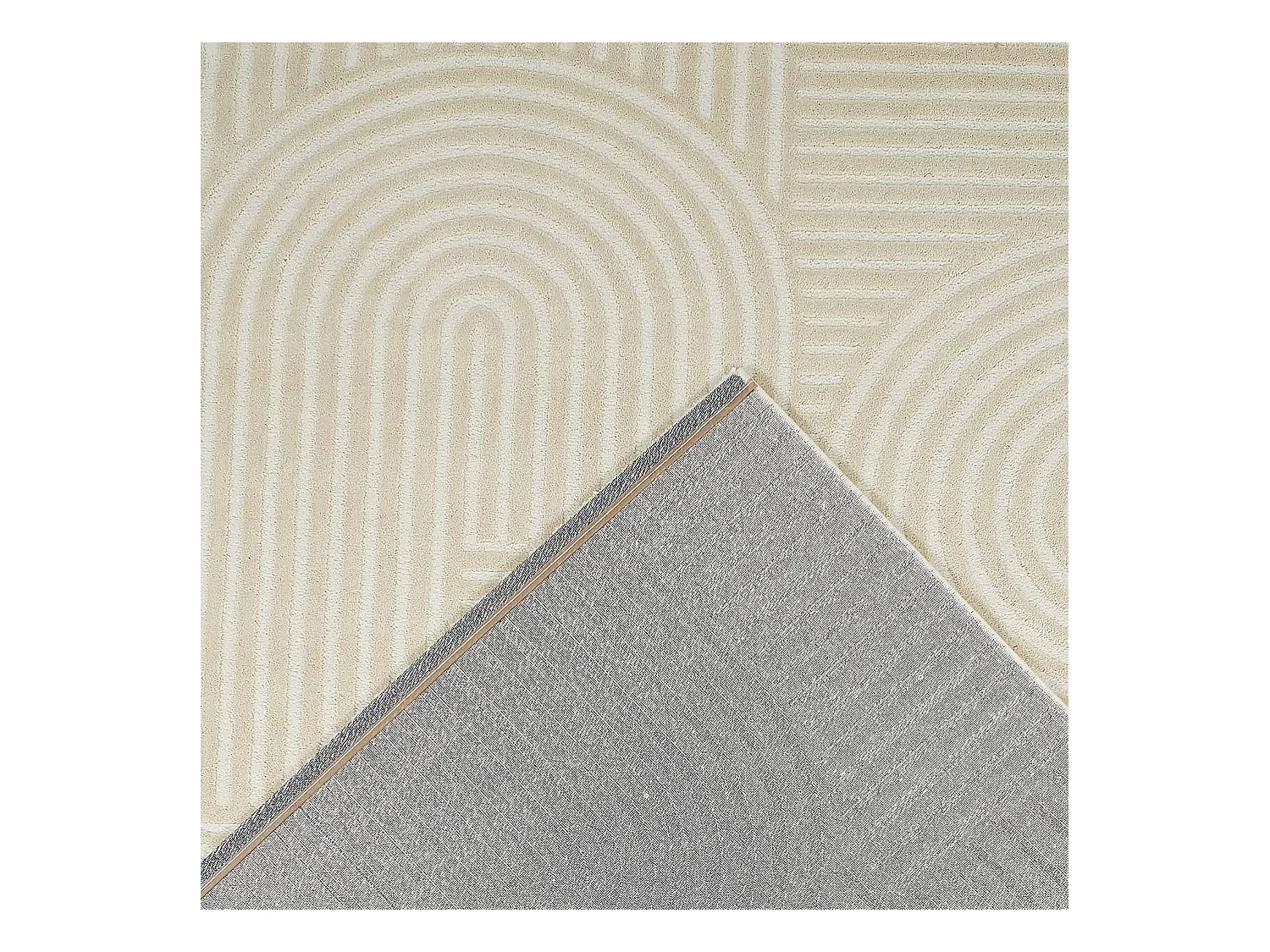 Tapis intérieur JENNY motif graphique arches. poils ras. crème. 160 x 230 cm