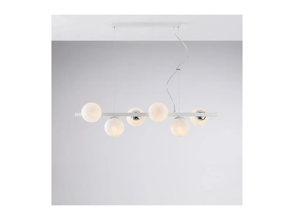 Adrian Lampe à suspension en fer laqué blanc et chrome 6 lumières L.101 x 30 BL278-6-BCO