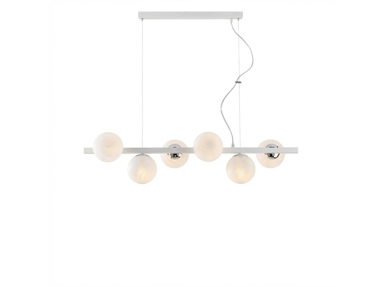 Adrian Suspension lamp in white lacquered iron and chrome 6 lights L.101 x 30 BL278-6-BCO
