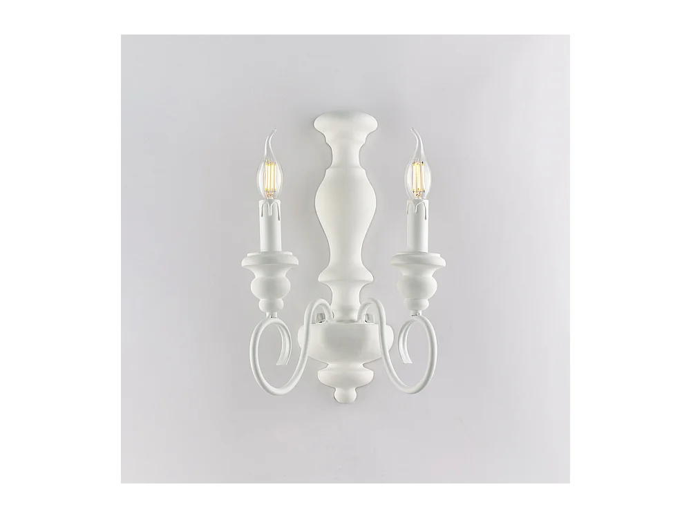 Cascina – Wandleuchte aus Holz und weiß lackiertem Eisen im Shabby-Look, 2 Lichter .25 – P.18 – BL265-AP2-BCO