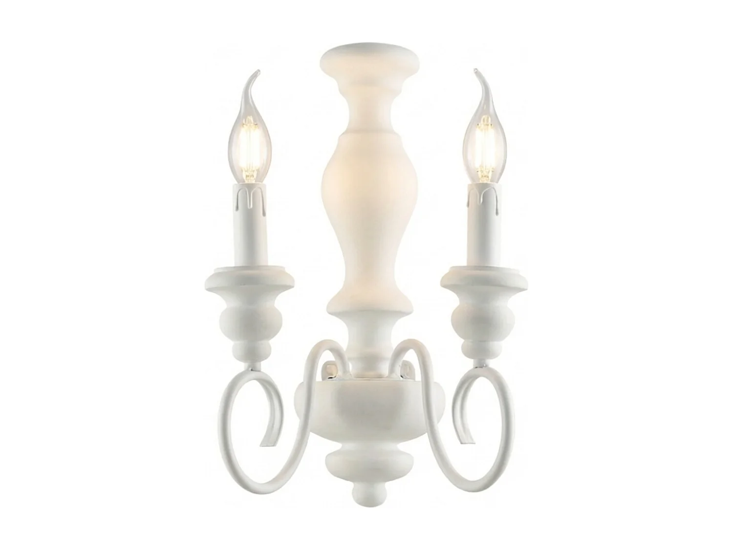 Cascina Applique en bois et fer laqué blanc shabby 2 lumières .25 P.18 BL265-AP2-BCO