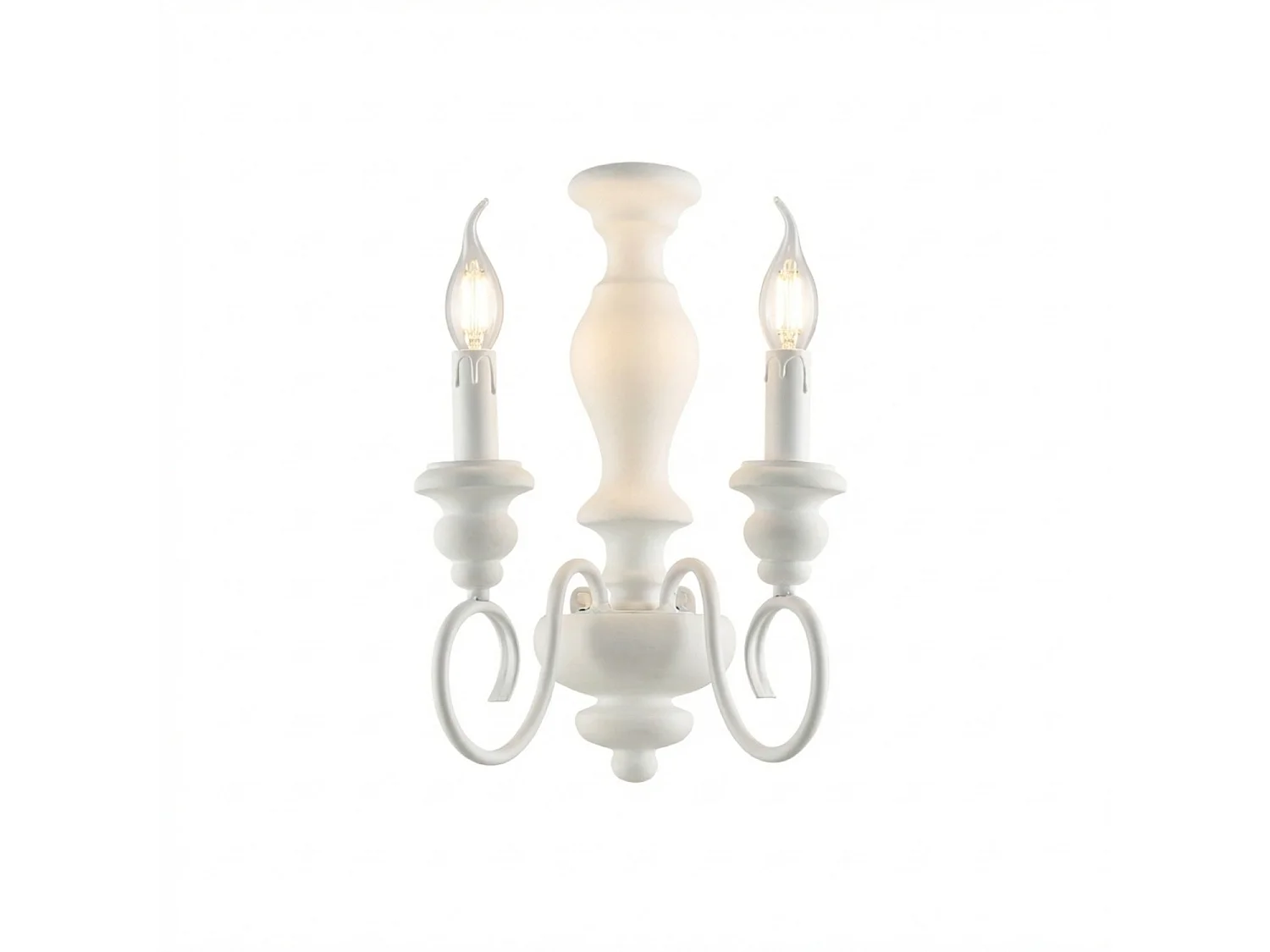 Cascina Applique en bois et fer laqué blanc shabby 2 lumières .25 P.18 BL265-AP2-BCO