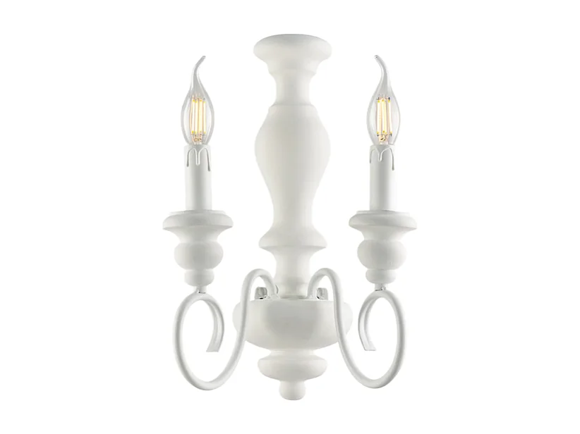 Cascina Applique en bois et fer laqué blanc shabby 2 lumières .25 P.18 BL265-AP2-BCO