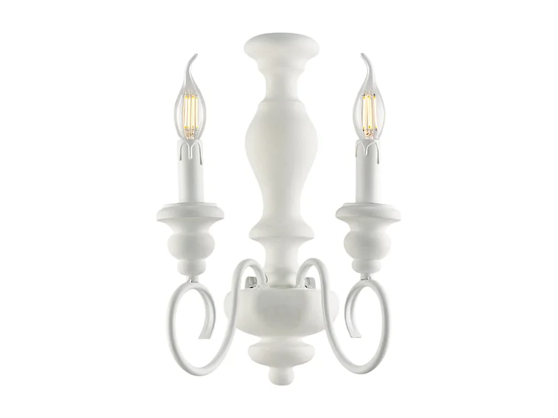 Cascina - Wandleuchte aus Holz und weiß lackiertem Eisen im Shabby-Look, 2 Lichter .25 - P.18 - BL265-AP2-BCO