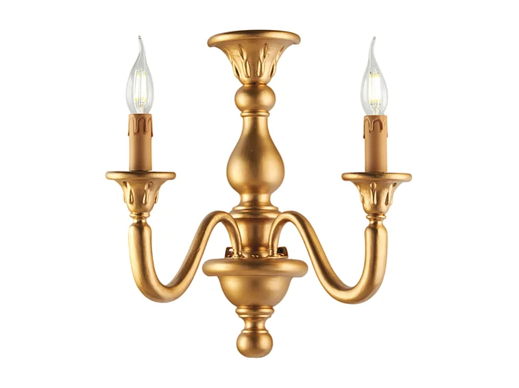 Lucca - Antiek goud houten wandlamp 2 lichts .35 - P.21 - BL271-AP2-OR