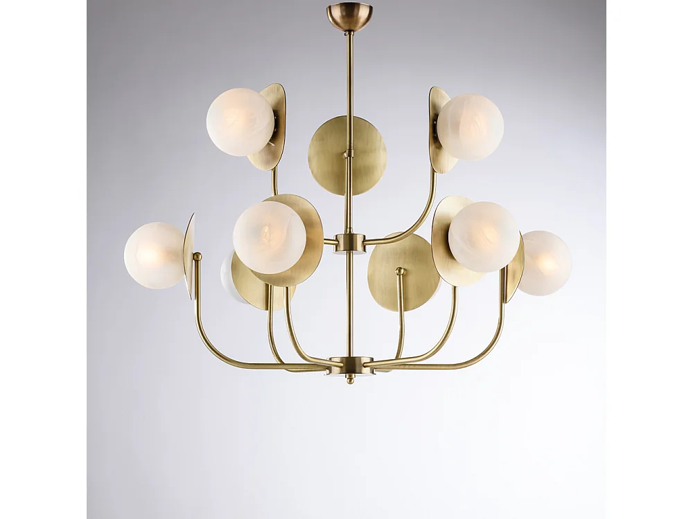 Selene - Lampa wisząca z brązowanego żelaza szczotkowanego 9 lamp 102 - Ø92 - BL281-9-BRZ