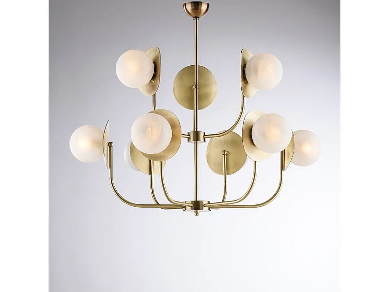 Selene - Lampa wisząca z brązowanego żelaza szczotkowanego 9 lamp 102 - Ø92 - BL281-9-BRZ