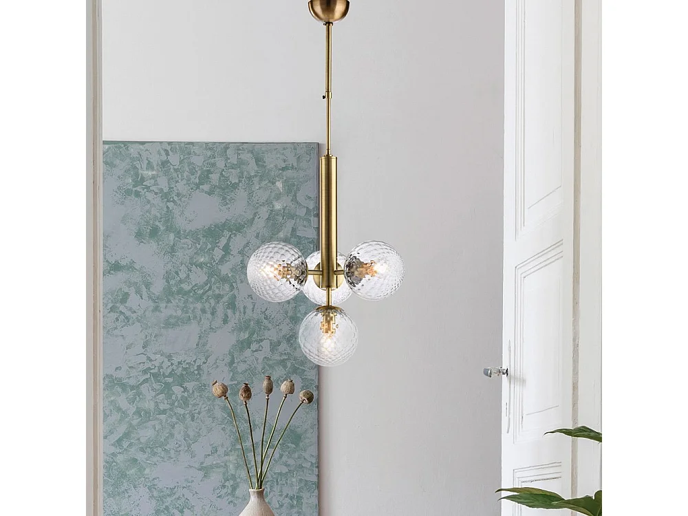 Bonetti Illumina -  Armonia - Pendelleuchte aus gebürstetem bronziertem Eisen, 4 Lichter 110 - Ø32 - BL285-4-BRZ