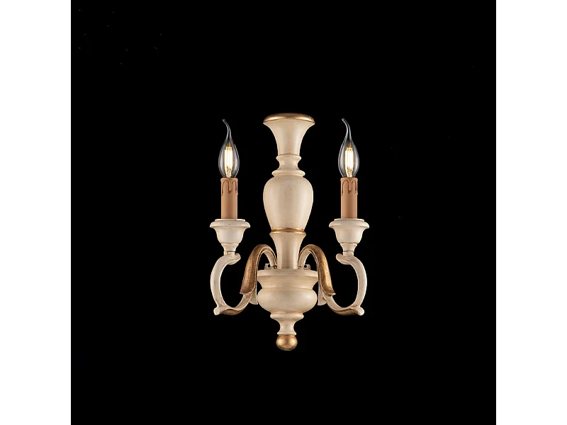 Bonetti Illumina -  Fiorenza - Wandleuchte aus Elfenbeinholz und Blattgold 2 Lichter .18 - P.16 - BL172-AP2-AV