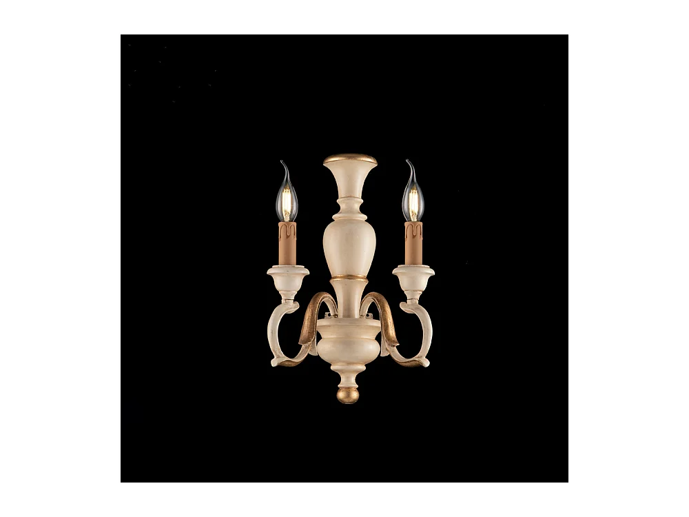 Fiorenza Applique en bois ivoire et feuille d'or 2 lumières .18 P.16 BL172-AP2-AV