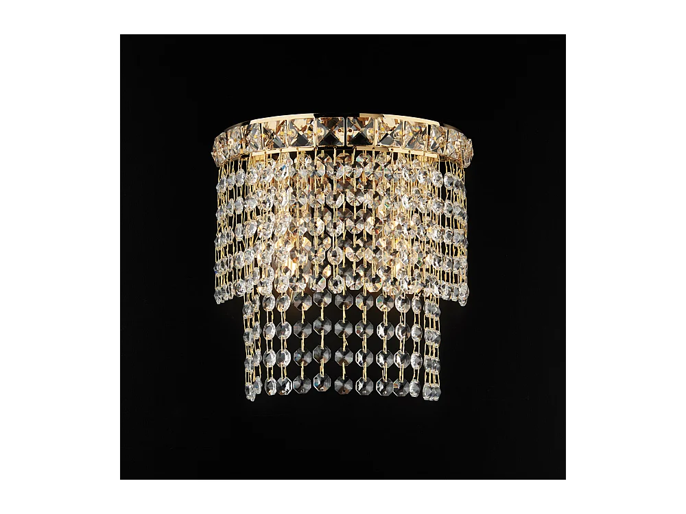 Wagner Applique en fer et laiton doré avec strass 2 lumières .14 P.21 BL266-AP2-OR