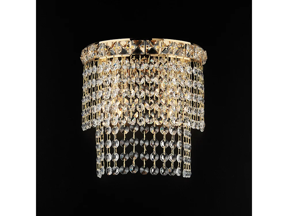 Wagner Applique en fer et laiton doré avec strass 2 lumières .14 P.21 BL266-AP2-OR
