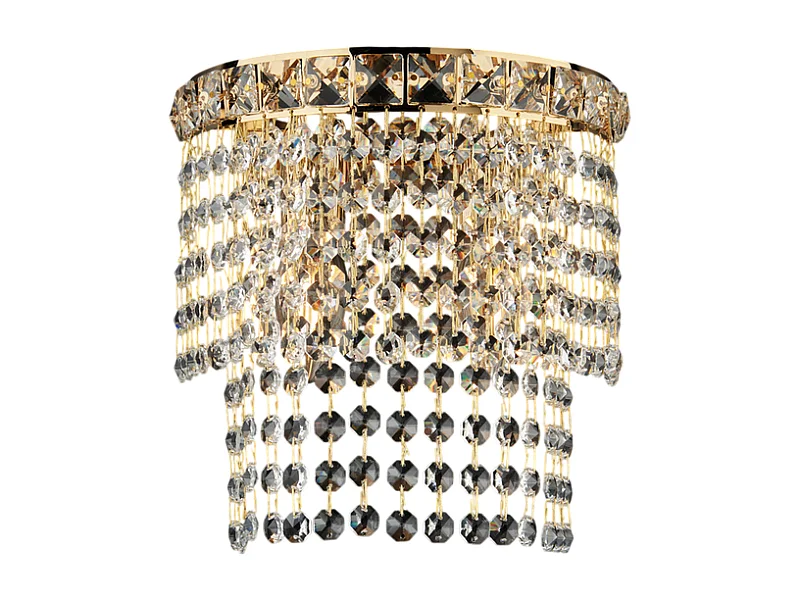 Wagner Applique in ferro e ottone dorato con strass 2 luci .14 P.21 BL266-AP2-OR