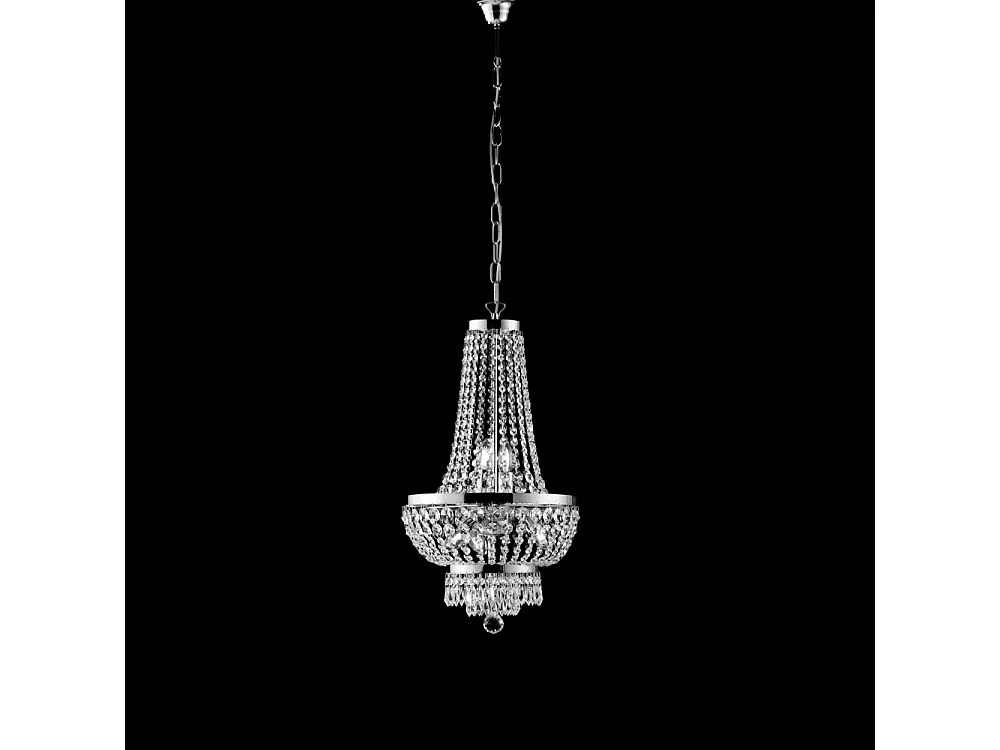 Lampadario Classico Mozart Metallo E Cristallo Cromo 5 Luci E14