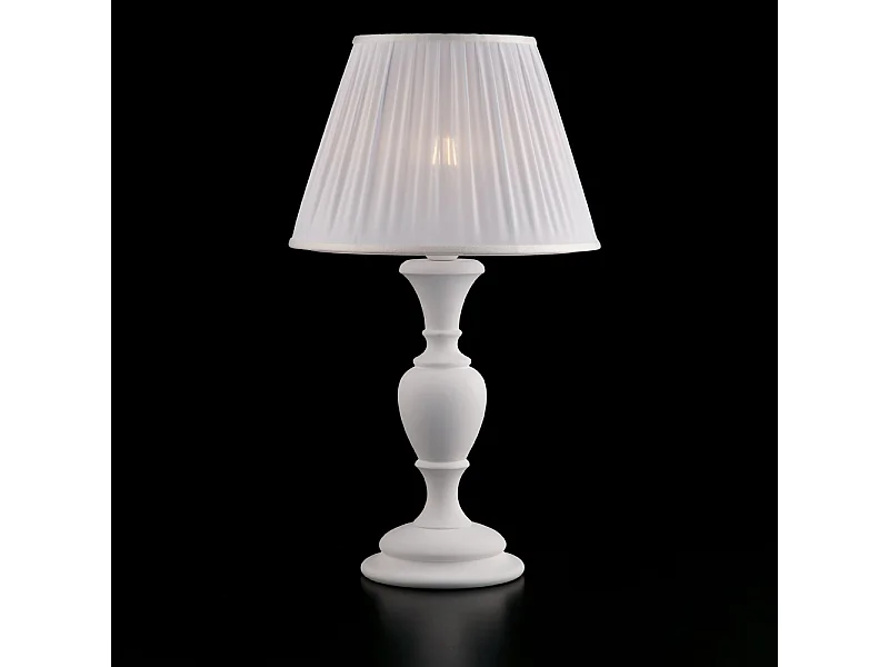 Fiorenza - Shabby witte houten lamp 1 lichts met lampenkap dm.35 H.62 - Ø35 - BL172-LM-BCO