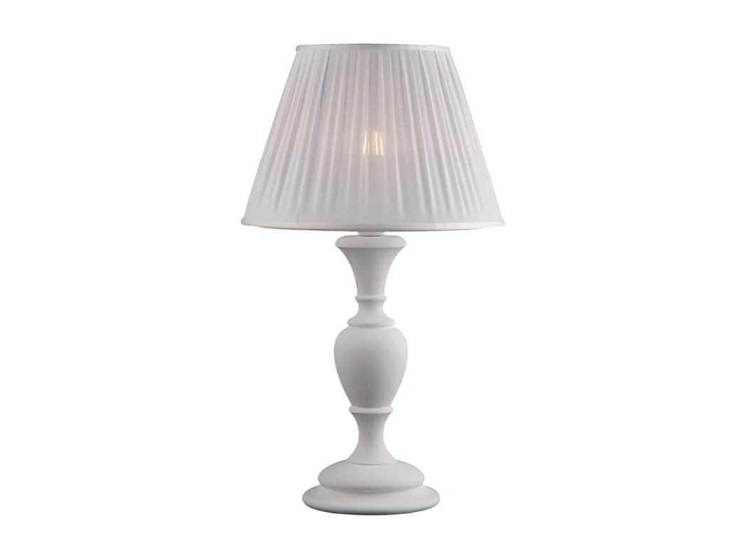 Fiorenza Lampe Shabby en bois blanc 1 lumière avec abat-jour dm.35 H.62 d.35 BL172-LM-BCO