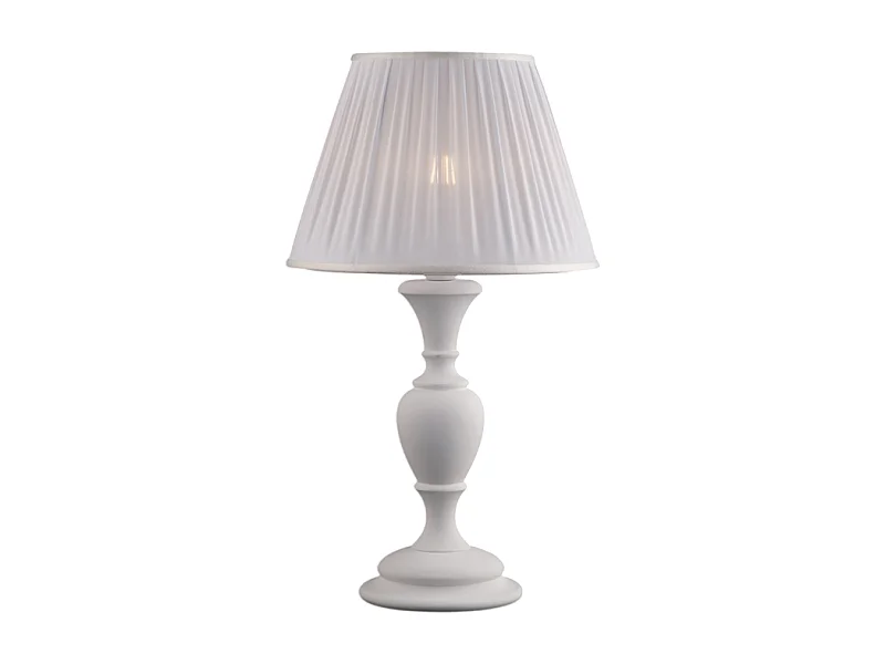 Fiorenza - Shabby witte houten lamp 1 lichts met lampenkap dm.35 H.62 - Ø35 - BL172-LM-BCO