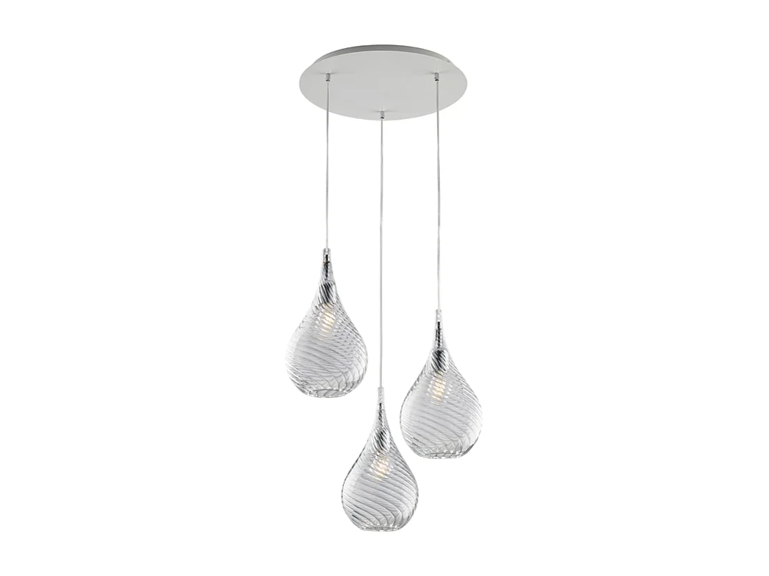 Pluvia Suspension en fer et verre pyrex transparent 3 lumières 141 d.50 BL264-S3-TR