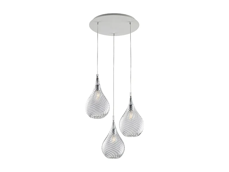 Pluvia Suspension en fer et verre pyrex transparent 3 lumières 141 d.50 BL264-S3-TR