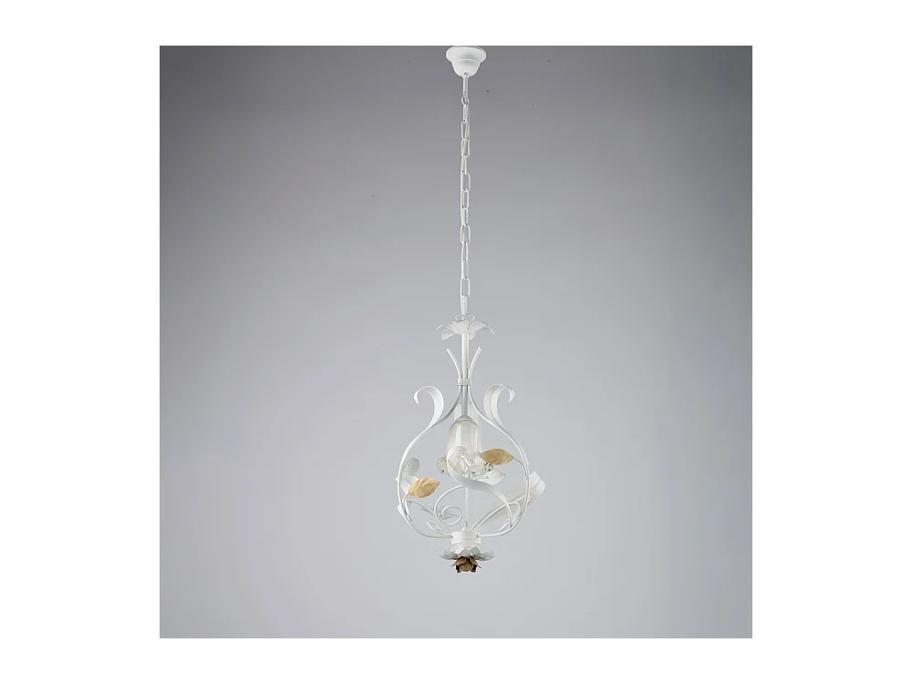 Bonetti Illumina -  Cesto - Shabby-Kronleuchter aus weiß lackiertem Eisen 1 Licht 112 - Ø33 - BL274-1-BCO
